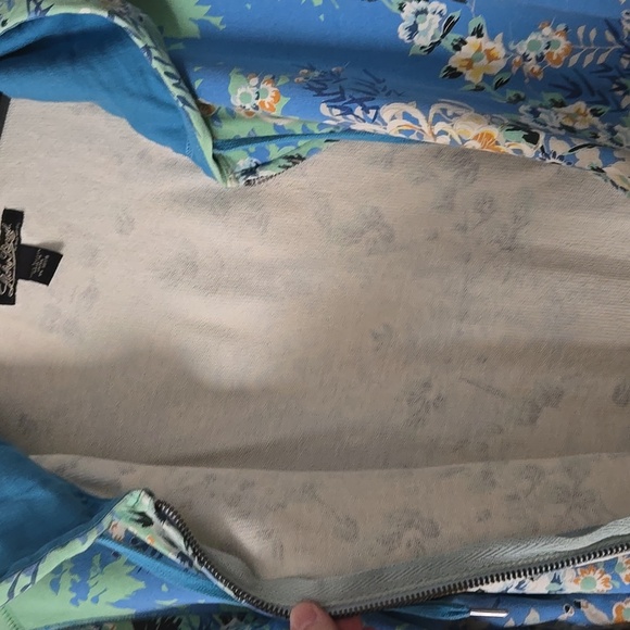 Lucky Brand Asian Floral Print Zip Up Sweatshirt Size Large - Picture 5 of 6